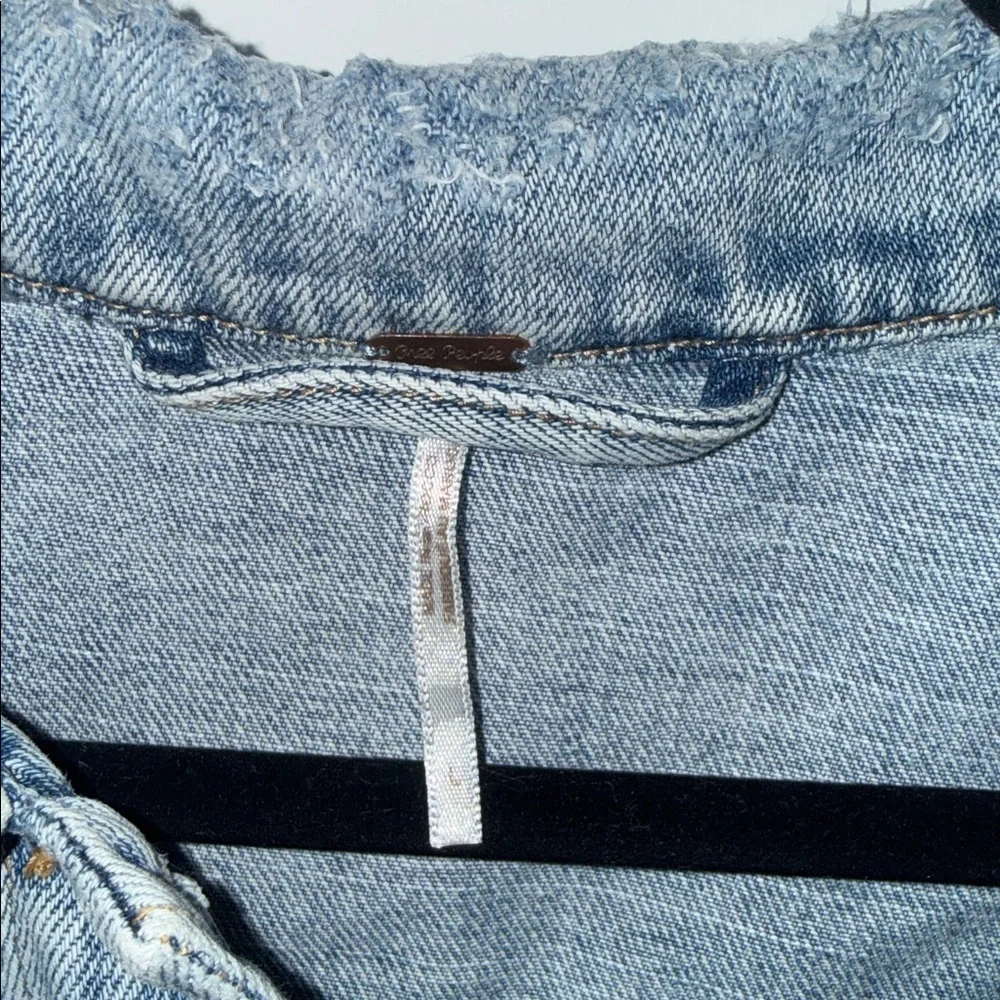 Free People Light Blue Distressed Denim Jacket